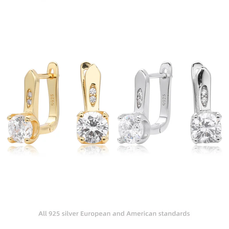 

【Mirrordust】Серьги из стерлингового серебра S925, квадратные серьги с инкрустацией цирконом, модные универсальные высококачественные ювелирные изделия для женщин