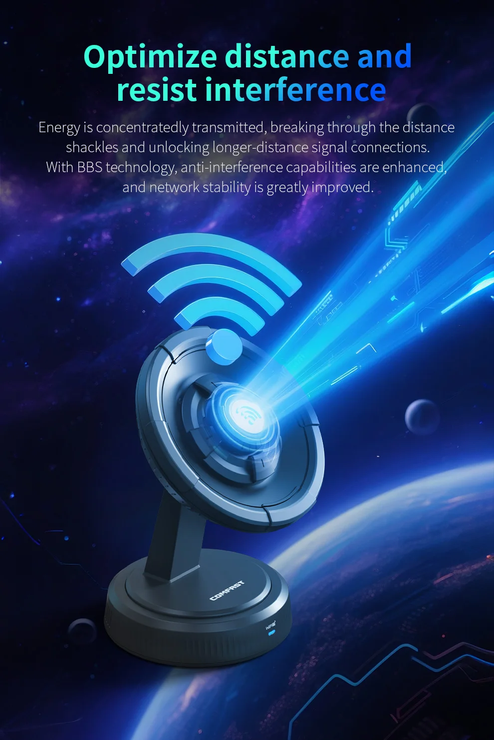 COMFAST USB WiFi 7 Wireless Network Card 6500Mbps Wi-Fi Adapter 2.4G/5.8G/6G USB3.0 Drive-free Wifi Reciver 6dbi WPA3 Win10/11