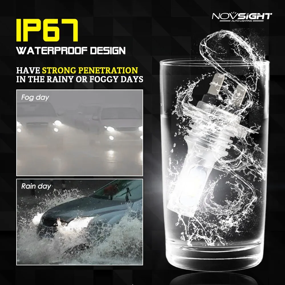 NOVSIGHT H4 H7 H11 H8 H9 H16JP H1 H3 Car LED Fog Light Bulbs 9005 9006 Auto Driving Fog Lamps 6500K 12V 24V LED Car Lights