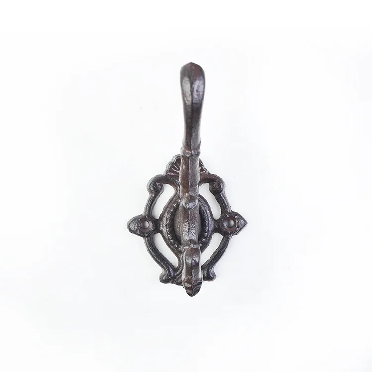 

European Cast Iron Double Hook Wall Decoration - Elegant Simple Flower Design