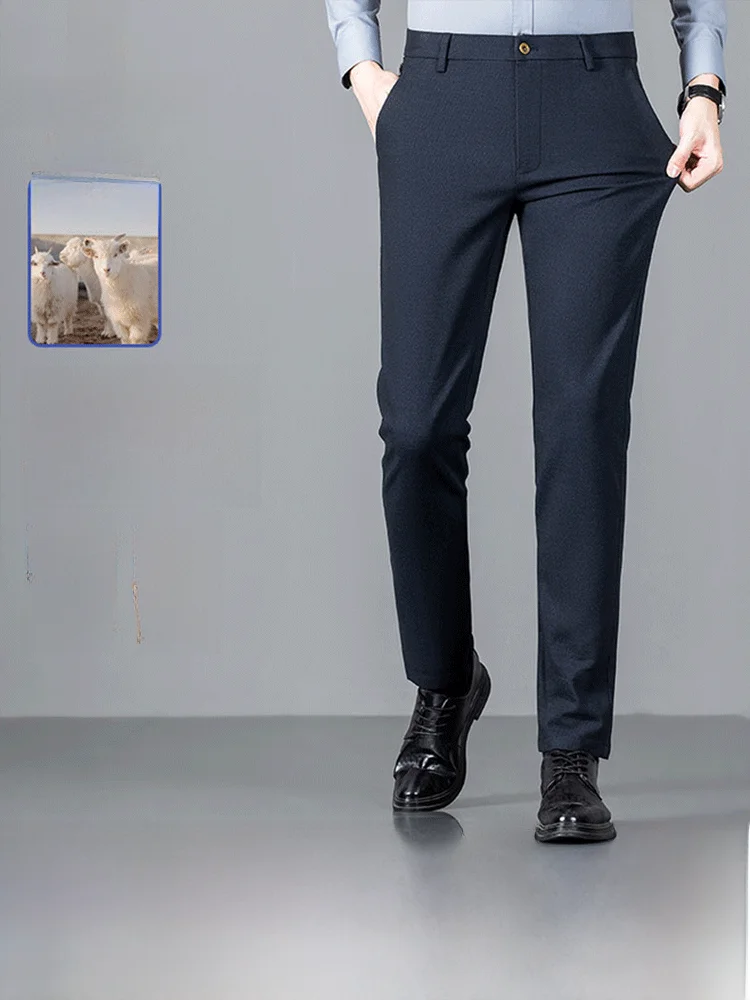 

Pierre Cardin Men's High-End Woolen Straight Leg Trousers Busin Casual Midlife Dad Clothes Autumn Winter New Sle