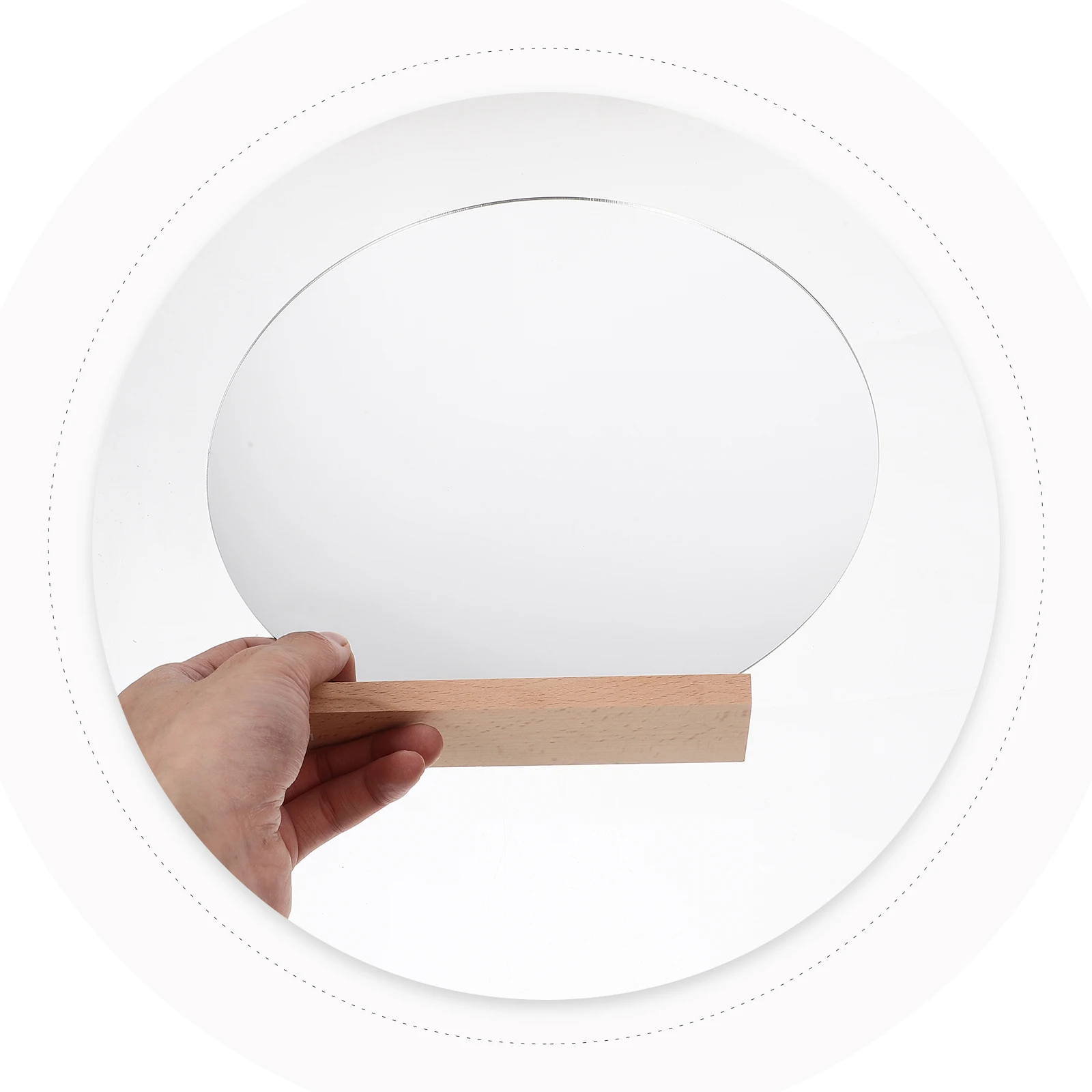 

Acrylic Makeup Wooden Base Desk Mirror Bedroom Living Room Office Stylish Irregular Shape Portable Frameless Mirror