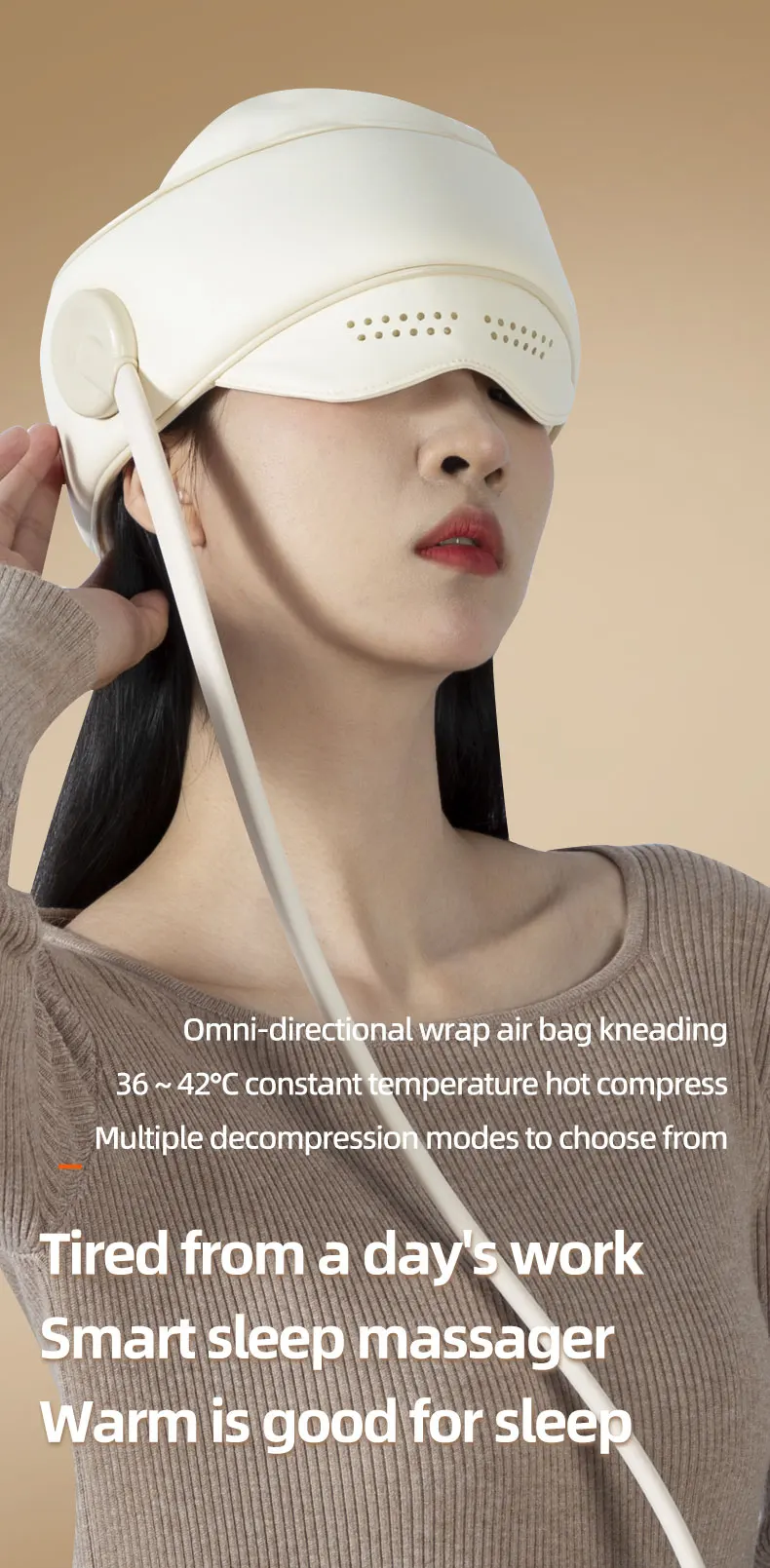 Professional Service  2 in 1 Head Eye Massager with Air Pressure Heating Pain Relief Relaxing  Three-stage Regulation Massage