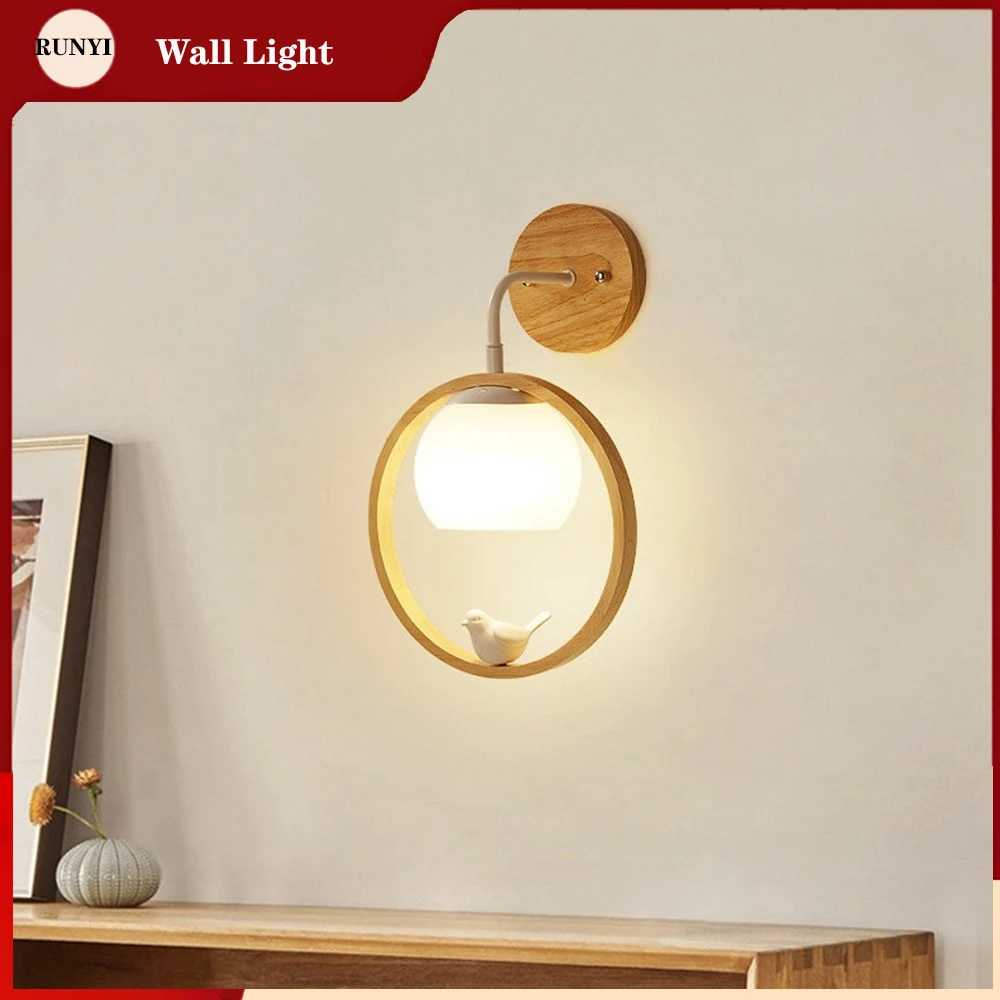 

Wood LED Wall Lamp Creative Lighting Bedside Lamps Bedroom Bird Nordic Decor Light TV background wall lamp Room Staircase Light