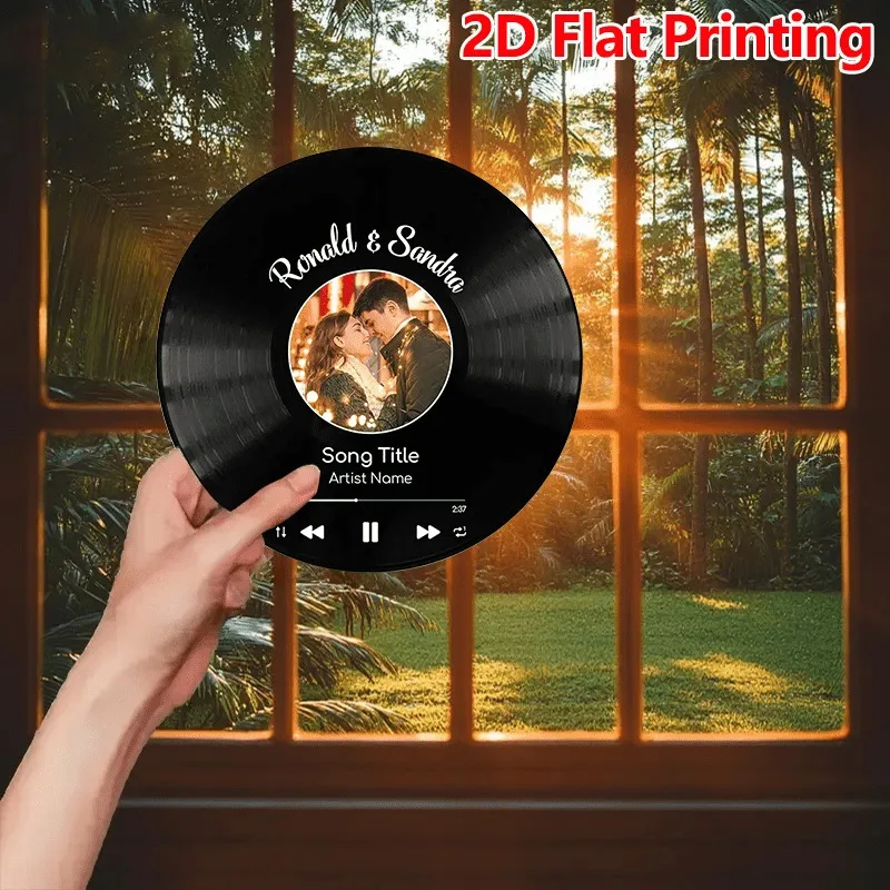 Custom Acrylic Vinyl Record, Personalized Photo & Text Record, Customizable Name, Song Title and Artist, Couple Wedding Annivers