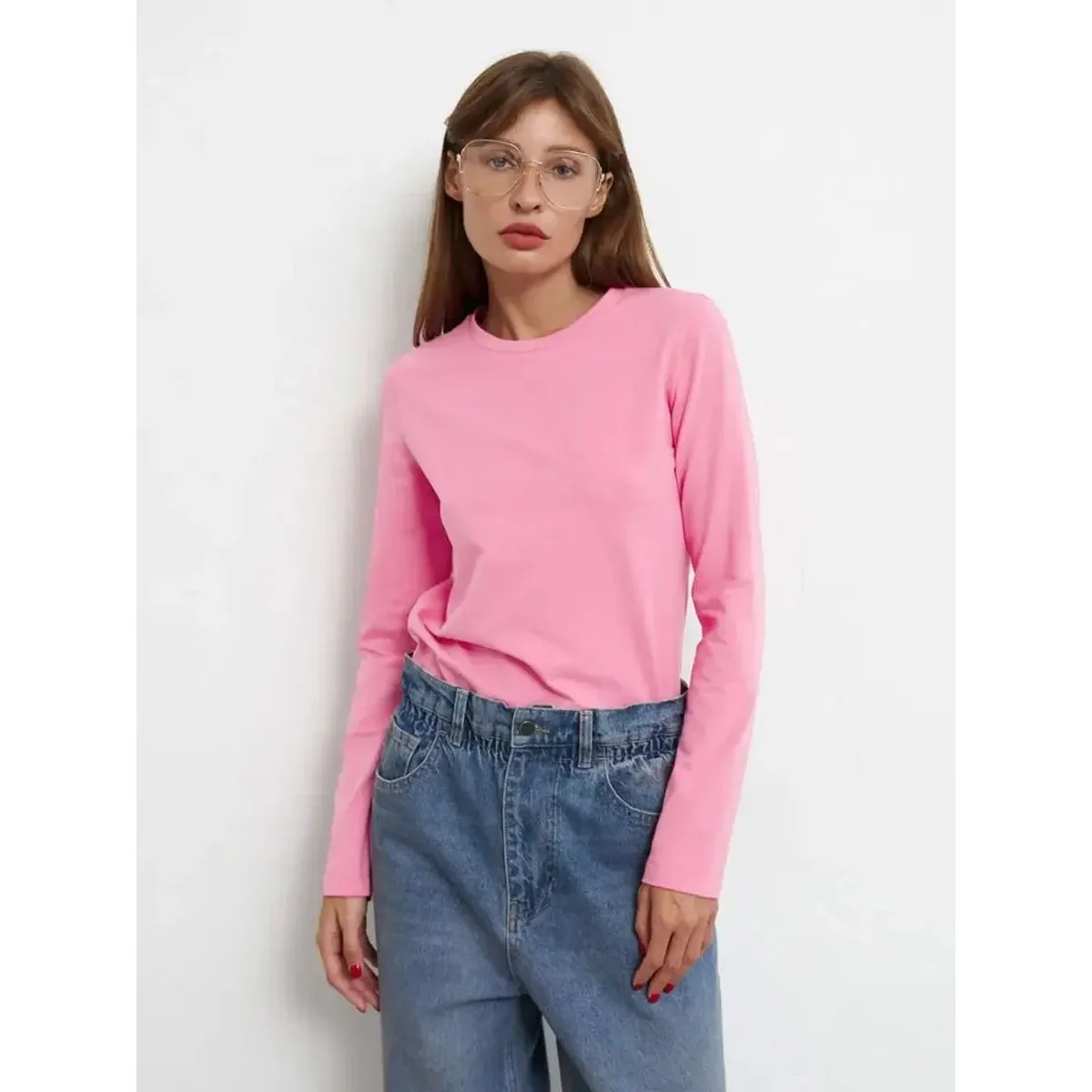 

Wolfeel Women's 00% Cotton T-irt Spring Autumn Boting Comfortable Breathable Casual ort Sve T-irt for Ladies
