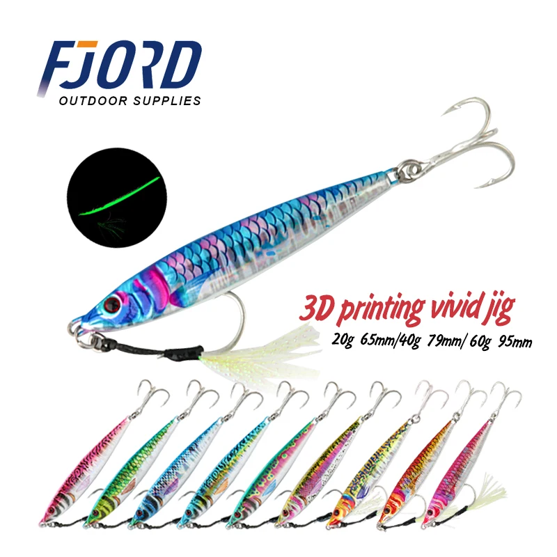 FJORD Metal Jig 20g 30g 40g 60g 3D Printing Shore Casting Sea Fishing Jigs Trout Tuna Bass Saltwater Fishing New Bait Supplies