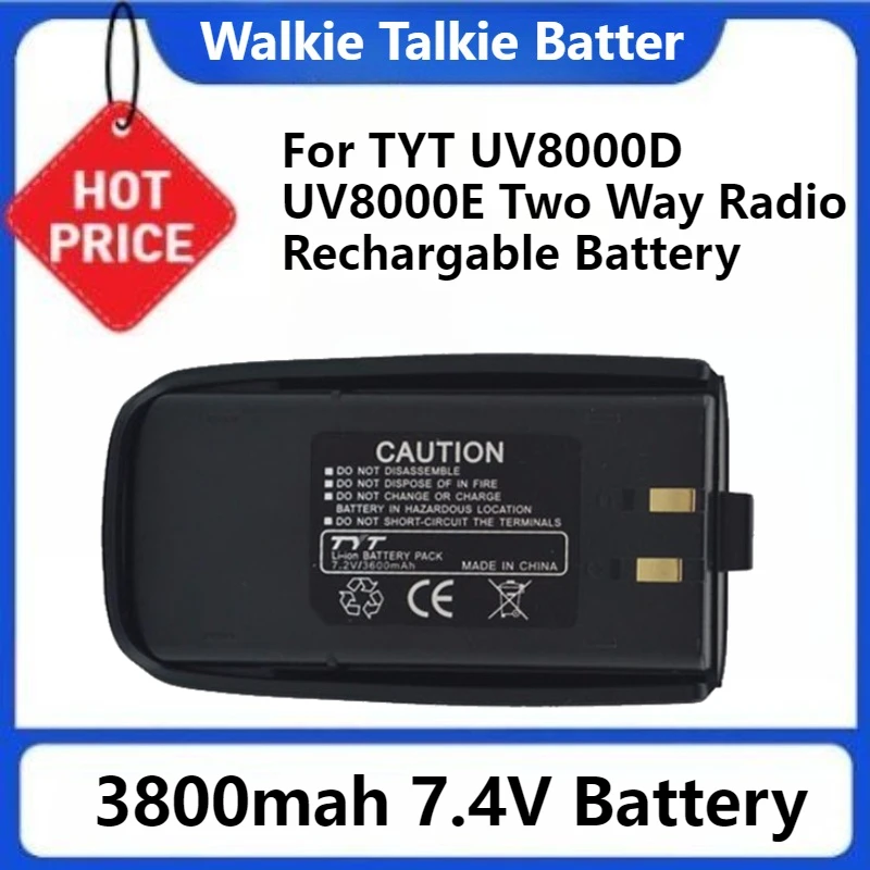 For TYT UV8000D UV8000E Two Way Radio Rechargable Batteries for TYT UV-8000D Li-ion Battery 3800mAh 7.4V Type-C Charging