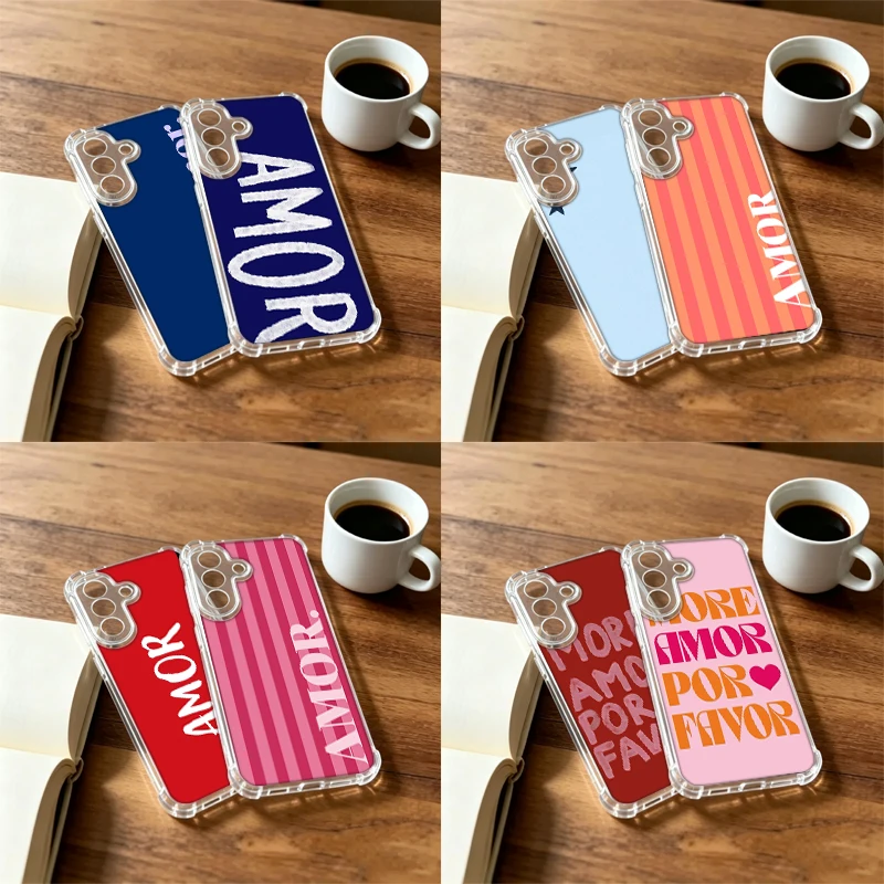 Red Amor Aesthetic Phone Case For Samsung A57 A37 A27 A17 A16 A26 A36 A56 A55 A35 A25 A15 Galaxy A05S A06 A07 A50 A51 A30 A31 A2