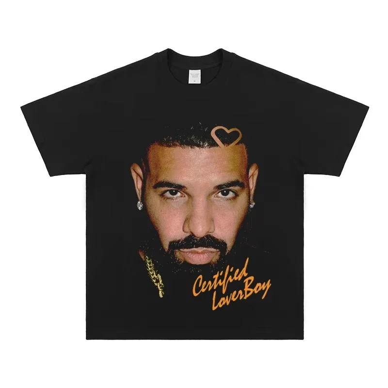 2025 Summer New Drake Vintage Tee Drake Vintage Neckline Rap American Men Women Fashion Casual Short Sleeve Streetwear Tee Tops