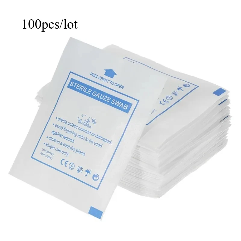 100pcs/lot Gauze Pad 100% Cotton First Aid Waterproof Wound Dressing Sterile Gauze Pad Wound Care Supplies 5x5cm-8P