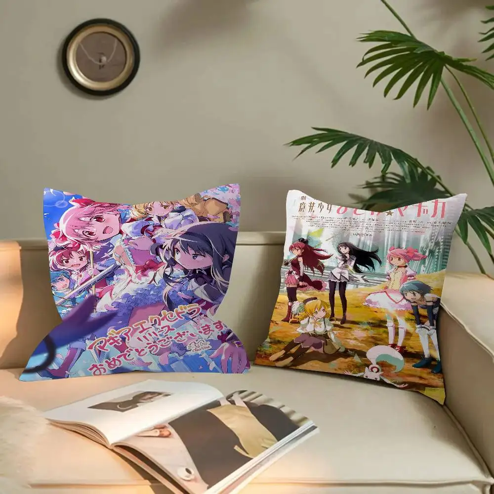 Puella Magi M-Madoka Magica Decorative Room Aesthetics Pillow Case Home Decor Bedroom Sofa Bed Couch Pillow Cover 45x45