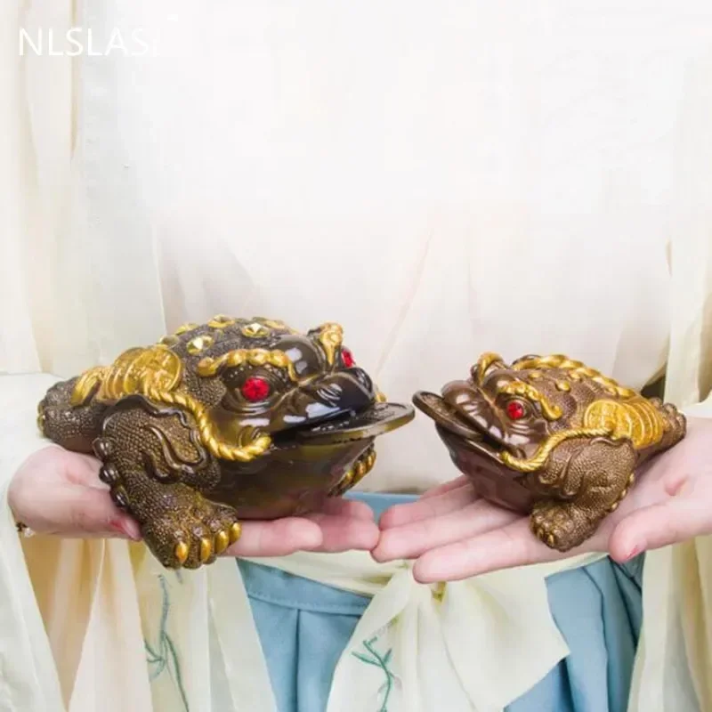 1 PCS Resin Color-Changing Tea Pet Figurine Statue with Coin Ornament Boutique Table Decoration Accessories Crafts