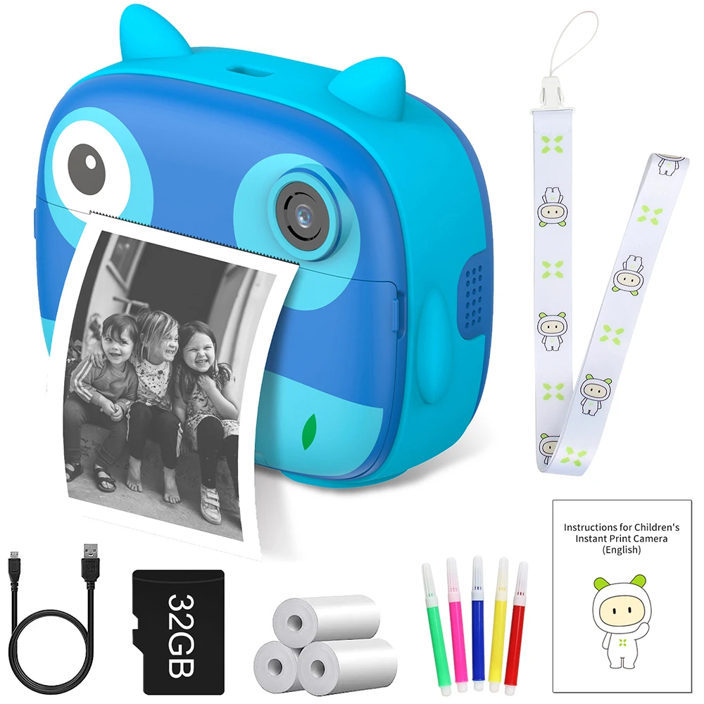 9IMOD Children Instant Print Camera 2.4inch 1080P Selfie Video Photo Digital Camera with 10X Zoom Portable Travel Toy for Kids