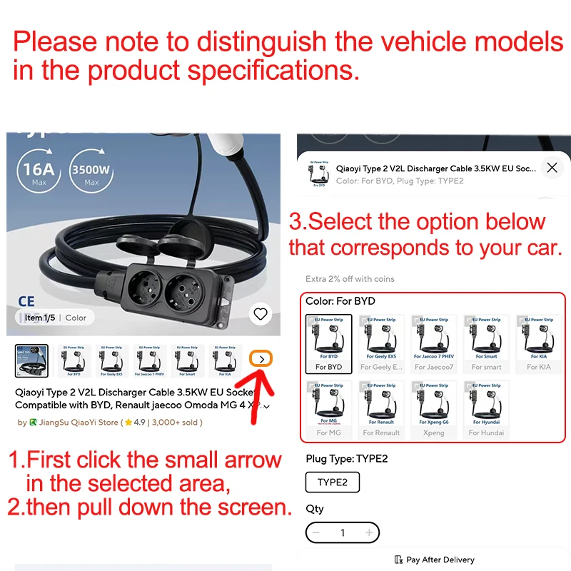 Type2 V2L Discharger Cable to 3.5KW EU Socket Compatible with For BYD Renault Jaecoo Omoda XPENG Hyundai Geely EX2/5