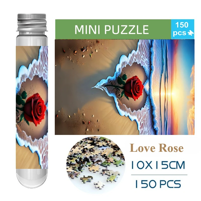 150PCS Mini Test Tube Love Rose  Difficult Jigsaw Puzzle Decompression Toys Game Family Educational Toys