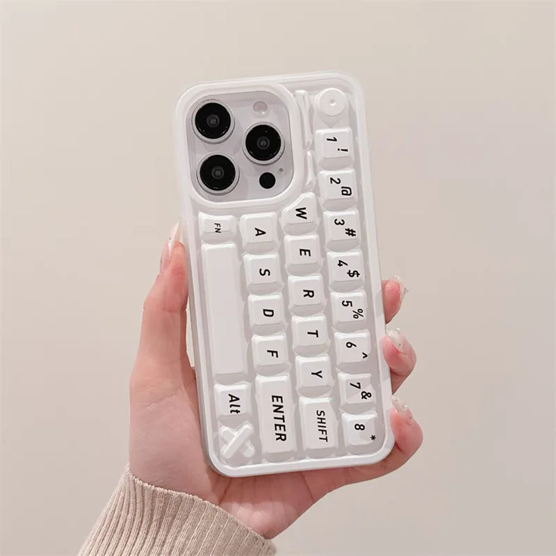 Simple English Letters Case Compatible for IPhone 16 11 15 12 13 14 Pro Max Luxury Stress Relief Entertainment 3D Keyboard Cover