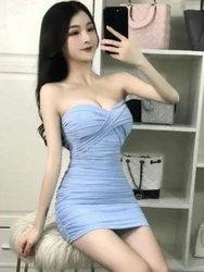 Sexy Club Goddess Backless Crop Top Tight Low Cut Sweet Bodycon Skirt Base Dress Gege Home Nightclub Lady Elegant Pure Color