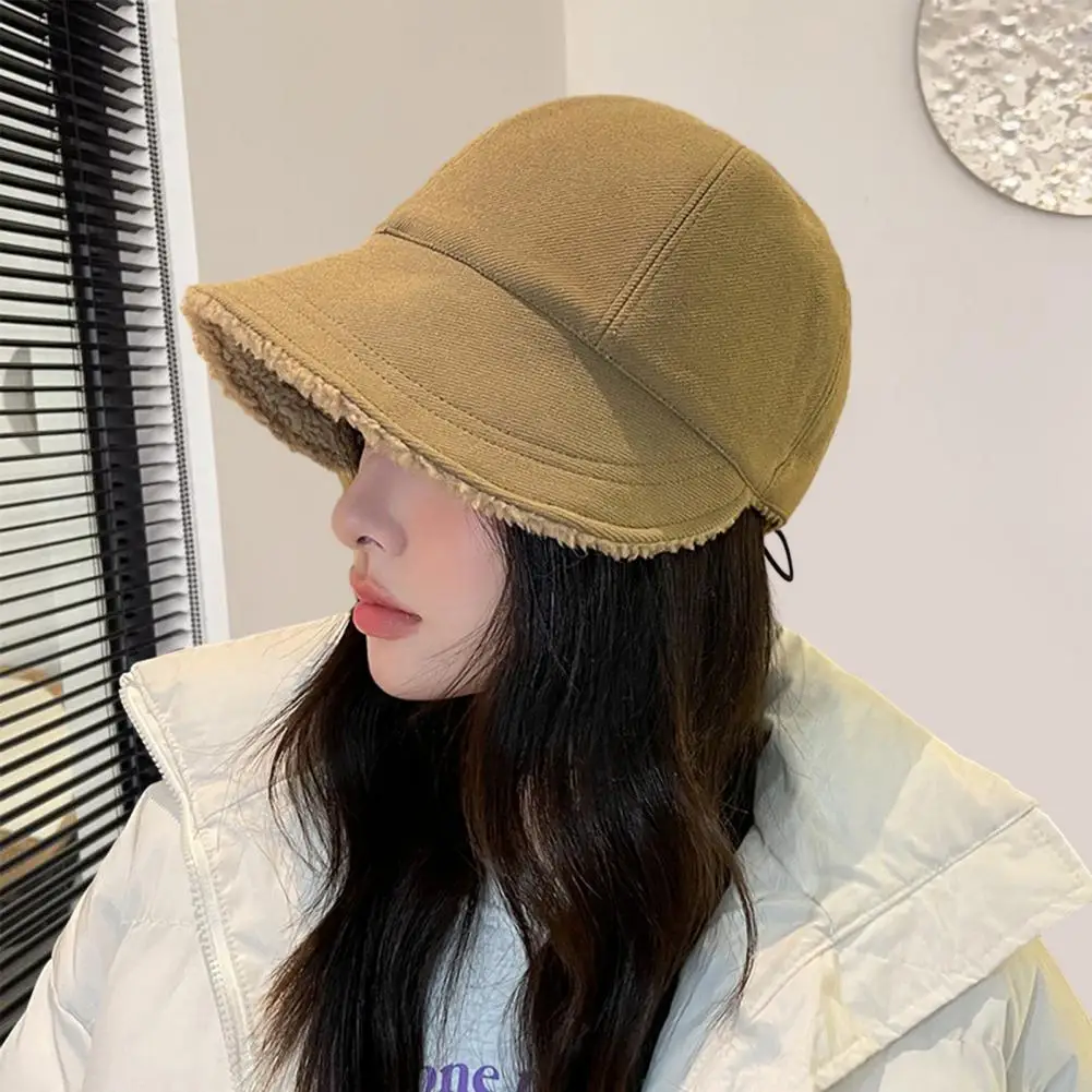 

Lady Peaked Hat Thermal Hat Soft Plush Women's Winter Hat Wide Brim Anti slip Sun Cold Resistant for Outdoor