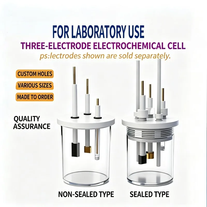 H‑TypeQuartzElectrolyzerCell5‑PortSealed Three‑Electrode Dual Gas Port Single Double Layer For Illumination Electrochemical Test