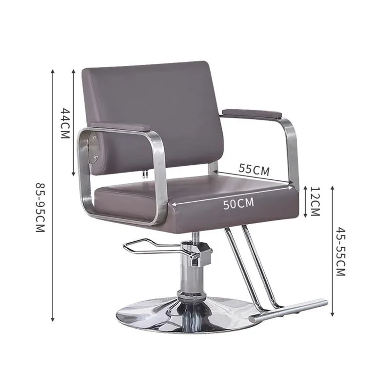 Fashion Dyeing Hair Barber Chair Stainless Unique Advanced Sense Grey Barber Chair Beauty Salon High-end Cadeiras Home Furniture