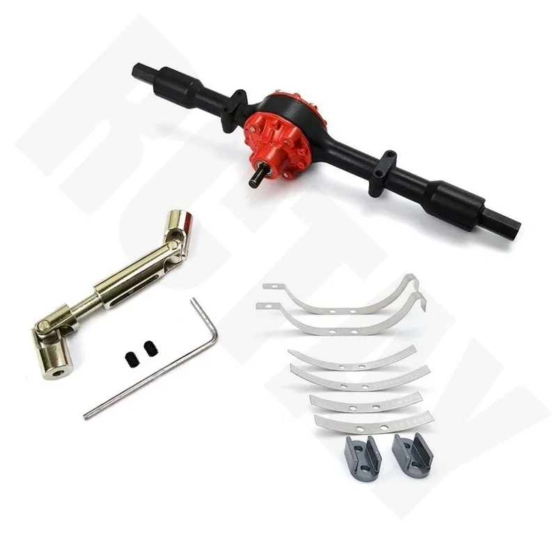 Metal Rear Bridge Axle with Shock Absorber Leaf Springs Suspension  Drive Shaft for WPL RC D12 B14 B16 B24 B36 RC Car Parts