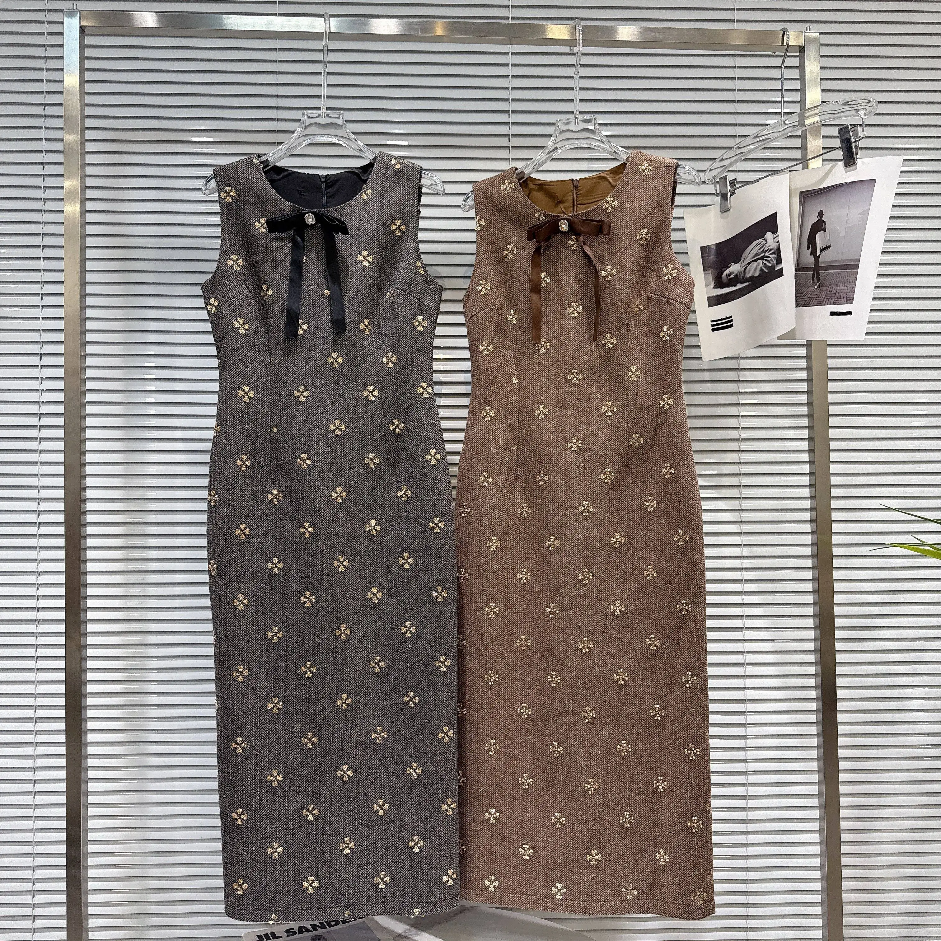 

Весеннее платье 2026 года без рукавов, элегантное, во французском стиле, с бантом и бисером, длинное и короткое, повседневное, для работы, женское, модное, для вечеринок, размеры от S до 3XL