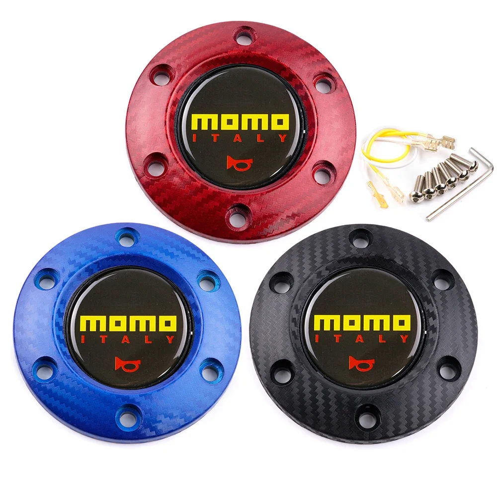 Car Styling MOMO Italy Racing Sport Steering Wheel Horn Button Speaker Control Cover + Retainer Ring