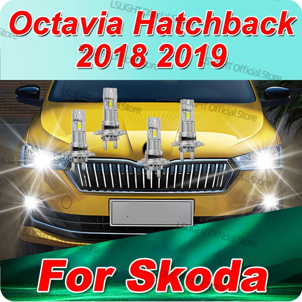 

2/4x For Skoda Octavia Hatchback 2018 2019 Wireless LED Headlights 3570 CSP Turbo 6000K Head Lamp Bulbs