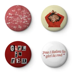 Girl In Red Soft Button Pin Customizable Metal Decor Women Jewelry Gift Cute Funny Hat Lover Lapel Pin