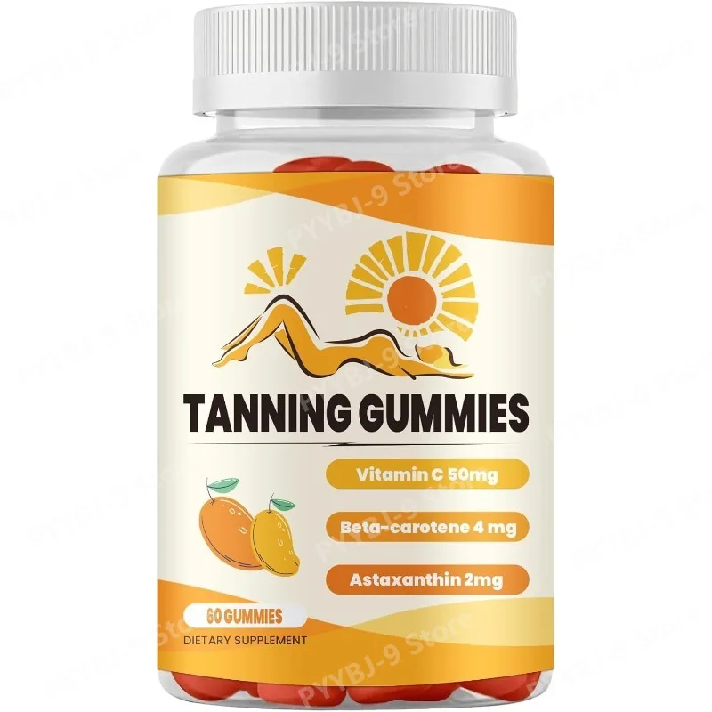 

Natural Tanning Gummies with Astaxanthin, Lycopene & Beta Carotene | Skin Health Supplement | 60 Gummies | Vegan & Non-GMO