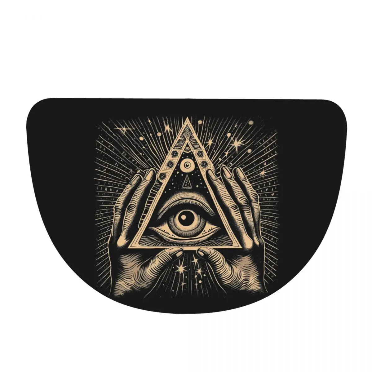 Illuminati All Seeing Eye Soft Flannel Half Round Doormat Non Slip Bathroom Mat Absorbent Floor Carpet for Living Room