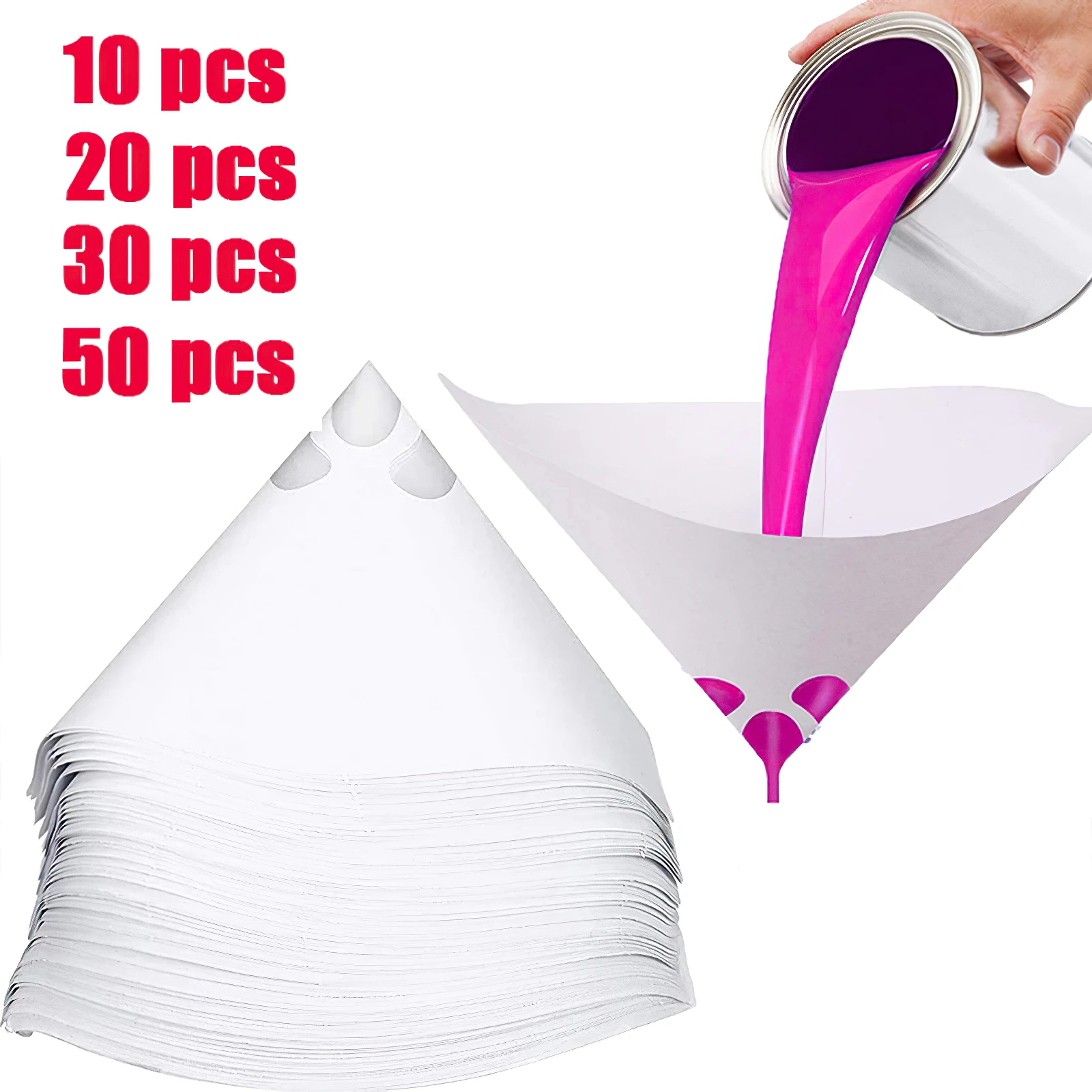 10/20/30/50Pcs Paint Filter Paper Disposable Purifying Straining Cup Conical Paint Strainers Nylon Mesh Uniform Filtration