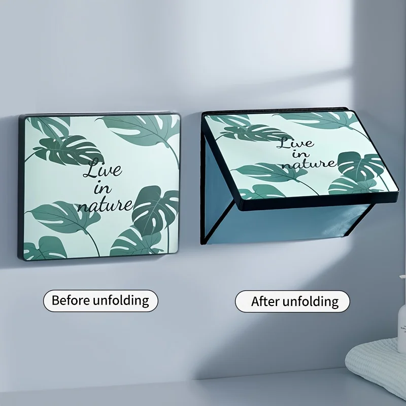 Large Capacity Green Folding Wall-Mounted  Cabinet - Moisture-Proof, Ideal For Bathroom Organization &  Decor