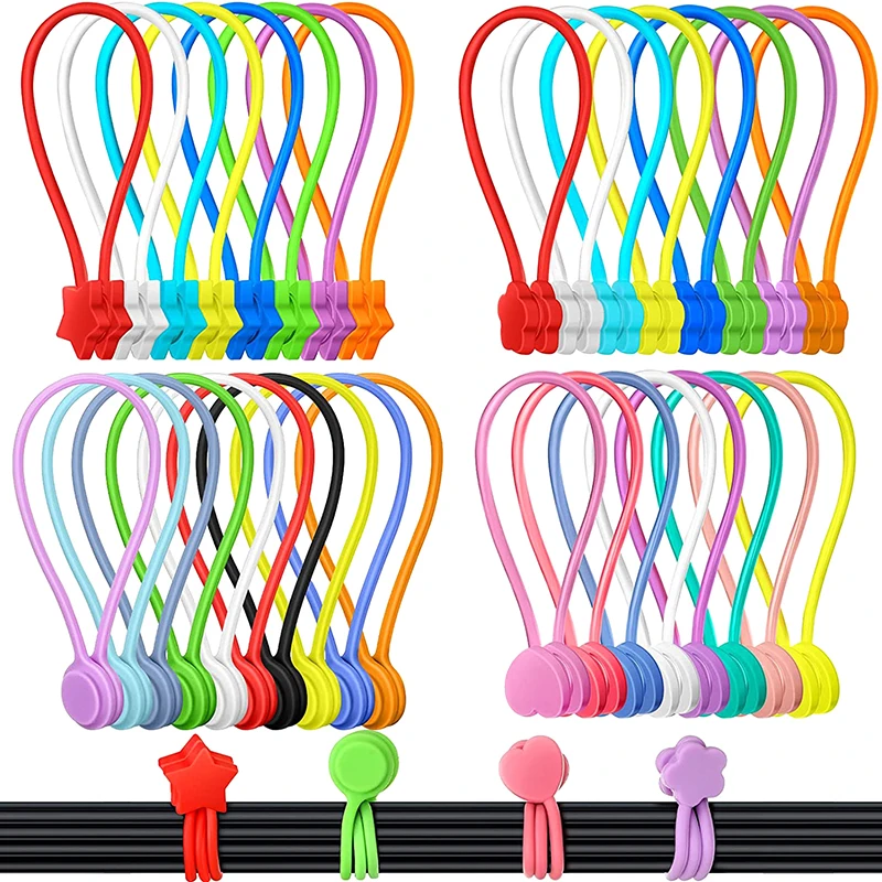 Magnetic Cable Ties Reusable Cable Organizers Earbuds Cords USB Wire Management Keeper Wrap Ties Straps Fridge Magnets Home