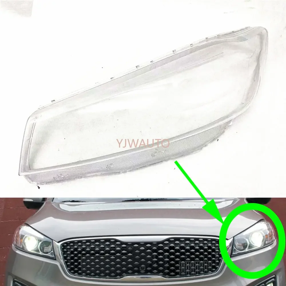 Para Kia Sorento 2015 2016 2017 cubierta de faro lente de faro de coche reemplazo de cristal pantalla de lámpara frontal carcasa de coche