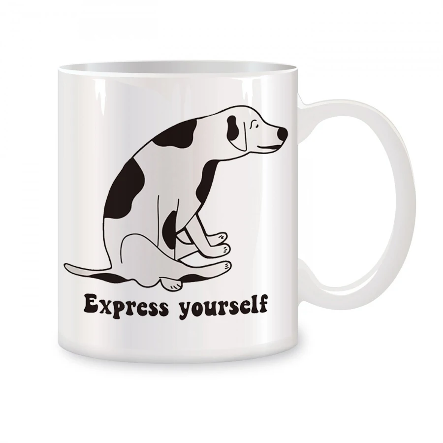 

Dog Mug For Him Her, Express Yourself Pet Lover for Women Birthday Novelty Coffee Ceramic Tea Cups White 11 oz