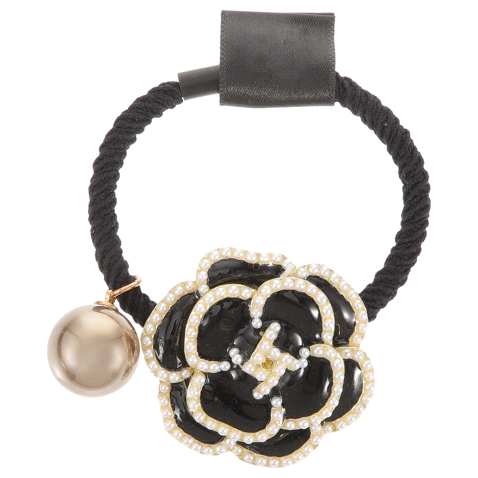 

Floral Ties Women Girls Elastic Ponytail Holders Pearl Decorative Bands Medium Thick Fashion Accessories Gift Family for Girls