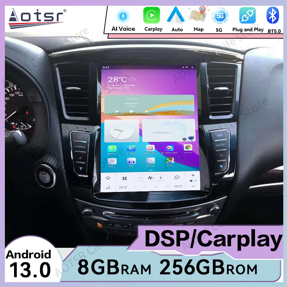 12,1 en Qualcomm AI pantalla de voz Android Auto reproductor estéreo Multimedia para Infiniti QX60 JX35 2012 ~ 2016 unidad principal de navegación GPS