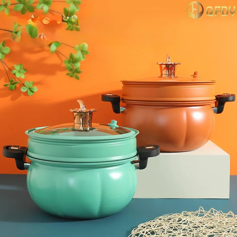 

8L Multifunctional Large Capacity Pumpkin Micro Pressure Pot with Visible Lid and Steamed grid Induction cooker universal