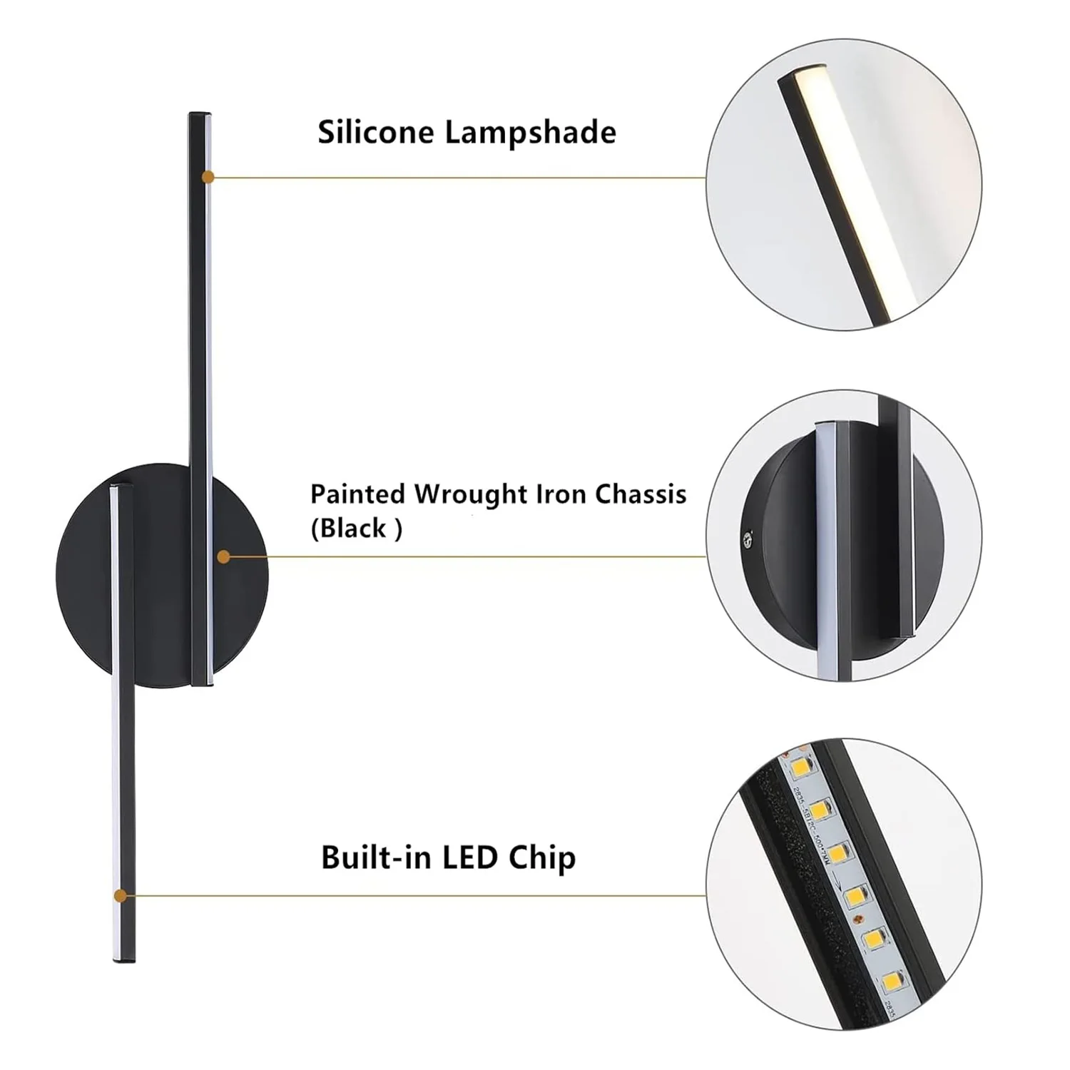 Lampada da parete a LED nera, 1800LM, 3500K, luce bianca calda per interni, lampada da soffitto, applique a LED per soggiorno, camera da letto, corridoio, ingresso, scala, sala da pranzo.