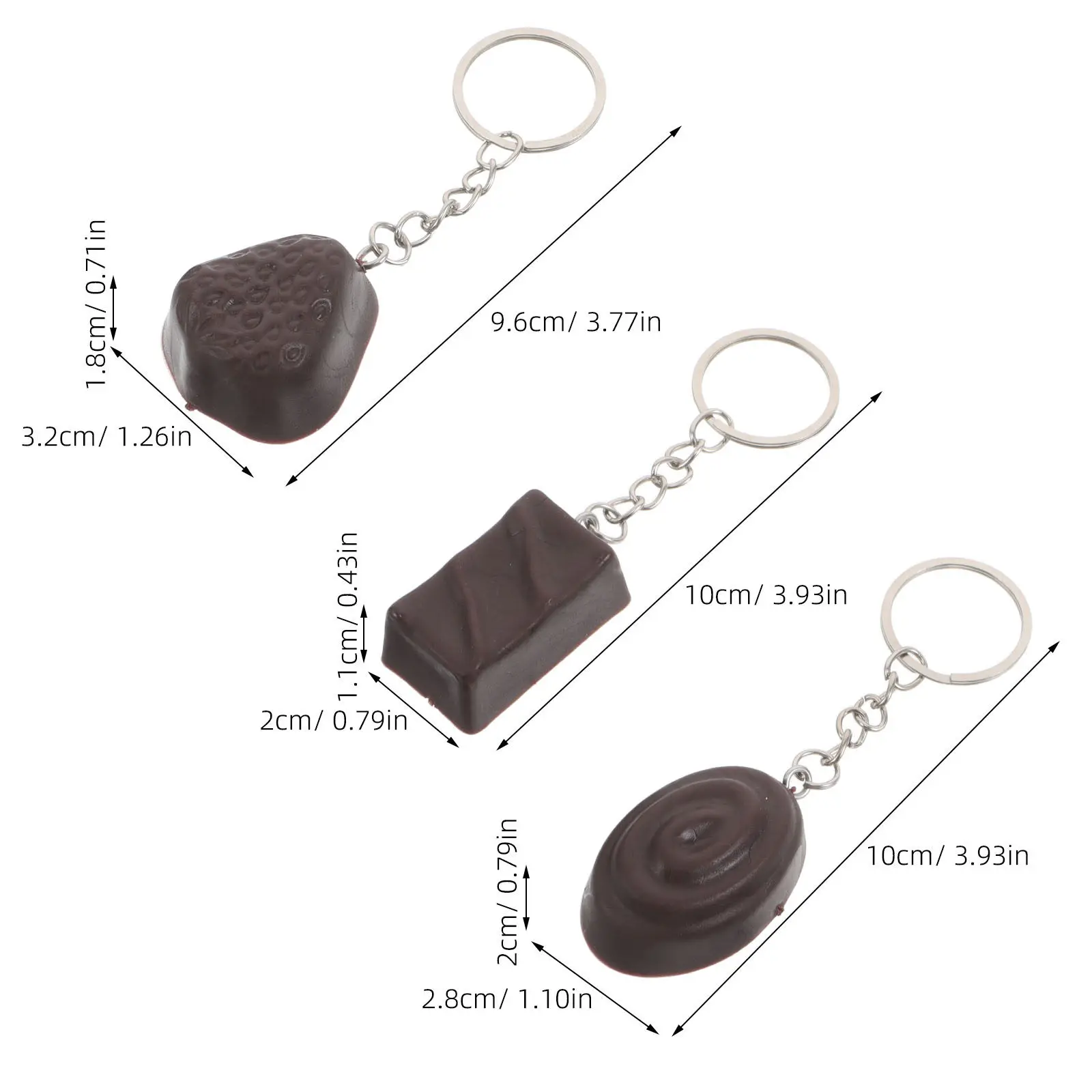 8Pcs Chocolate Keychain Realistic Food Keyrings Bag Pendant Backpack Charm Cute Candy Key Chain Portable Gift for Women Adults