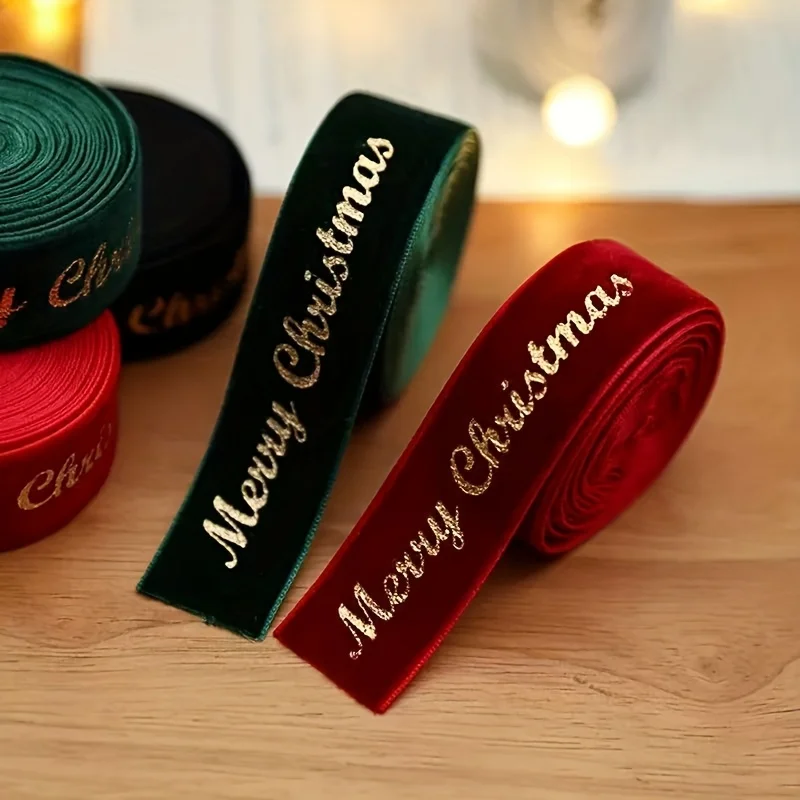 Bedrucktes Samtband, geeignet für Urlaubsschleifen, Geschenkverpackungen, Kränze, Türdekorationen – perfekt für Weihnachten, Halloween-Band