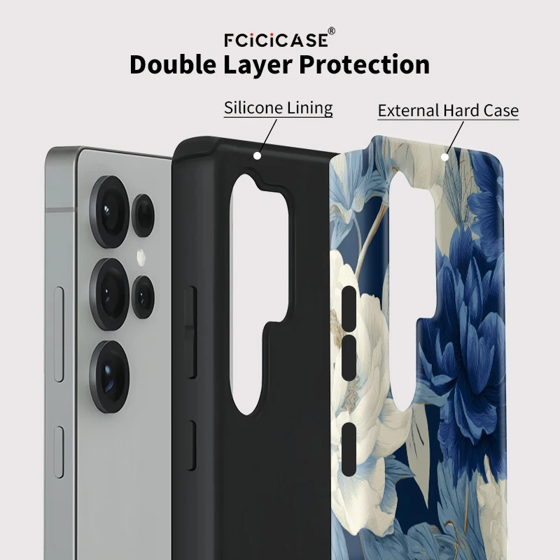 Fcicicase Cover For Samsung Galaxy S25 Plus S25+ Fashion Flower Case For Samsung S20 FE S23 Ultra S24 Plus Dual Layer Fundas