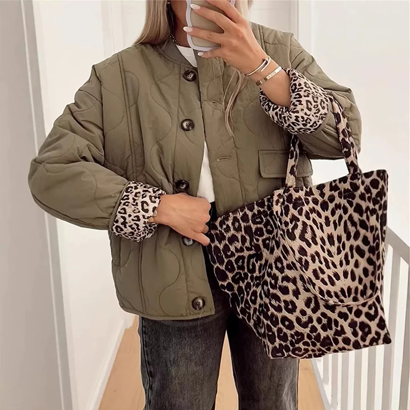 Dames herfst casual quilten katoenen jas met lange mouwen enkele rij knopen met zakken winter vintage losse warme korte parka jas ﻿