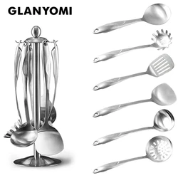 6/7Pcs Kitchen Utensils, 304 Stainless Steel Cooking Tool Sets - Turner Soup Ladle Spoon Pasta Server Strainer, Kitchenware