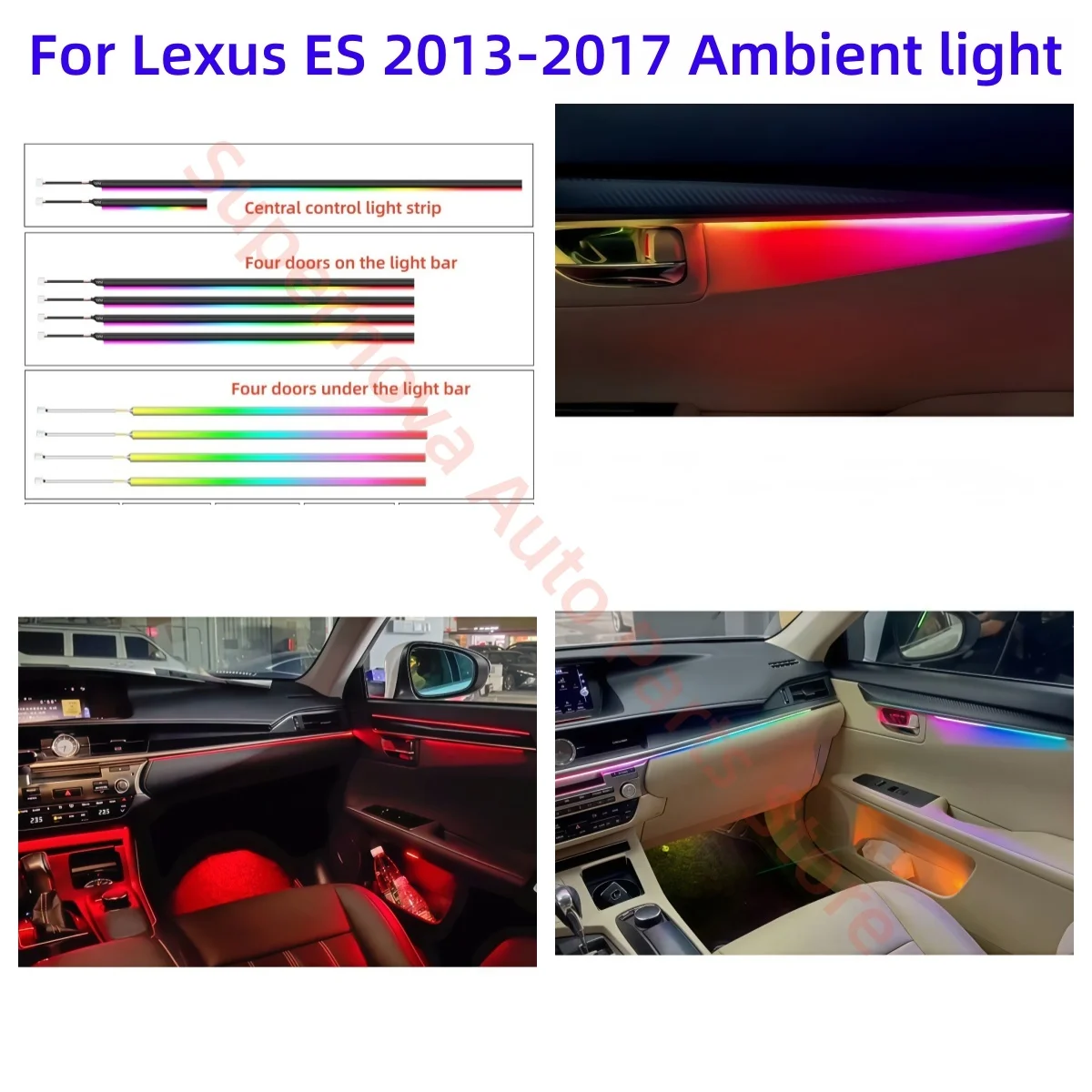 Atmosphere lamp For Lexus ES 2013-2017 Automotive interior lighting upgrade Car accessories Trim strip Ambient Light Key control