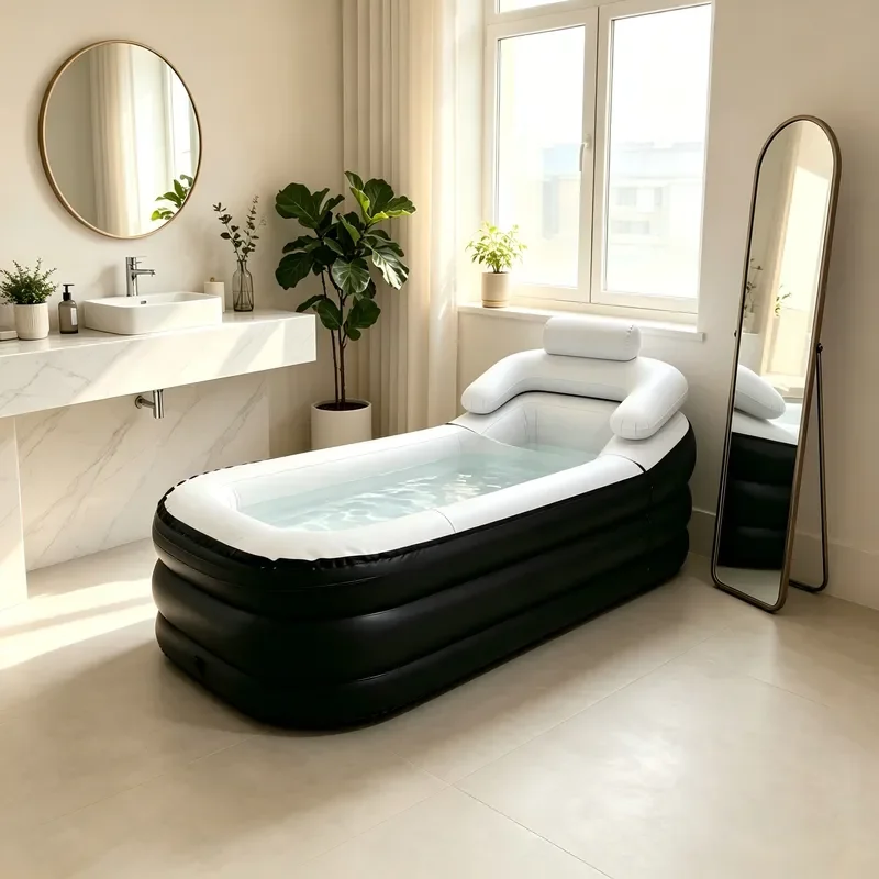 Portable Folding Bathtub for Adults Automatic Inflatable Full Body Soaking Tub Home Spa Bath Bucket Thickened Plastic Basin