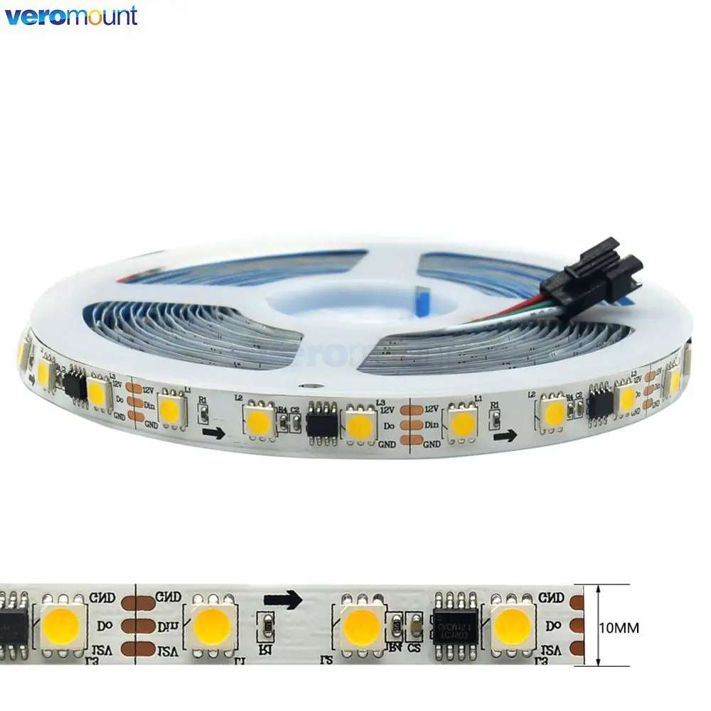 

Пиксельная Светодиодная лента WS2811, 5 м, 12 В постоянного тока, 5050, белая, 6000K, теплый белый, 3000K пикселей, стандартная, для лошадиных гонок, внешняя, 1 IC, управление, 3 светодиода