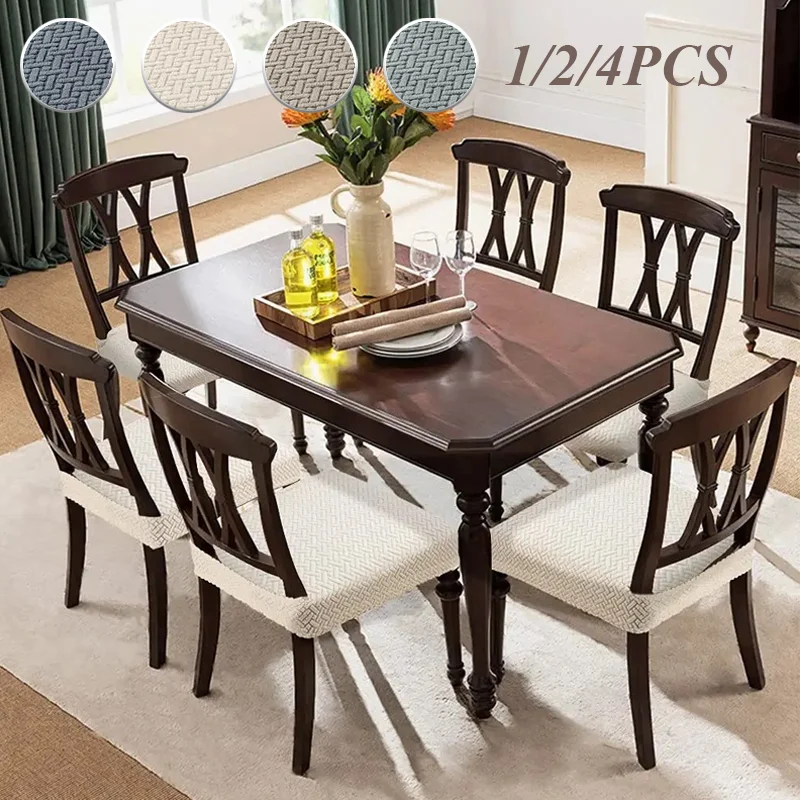 

Stretch Jacquard Dining Chair Seat Cover Non-Slip Removable Washable Spandex Upholstered Chair Cushion Slipcover for Home Hotel